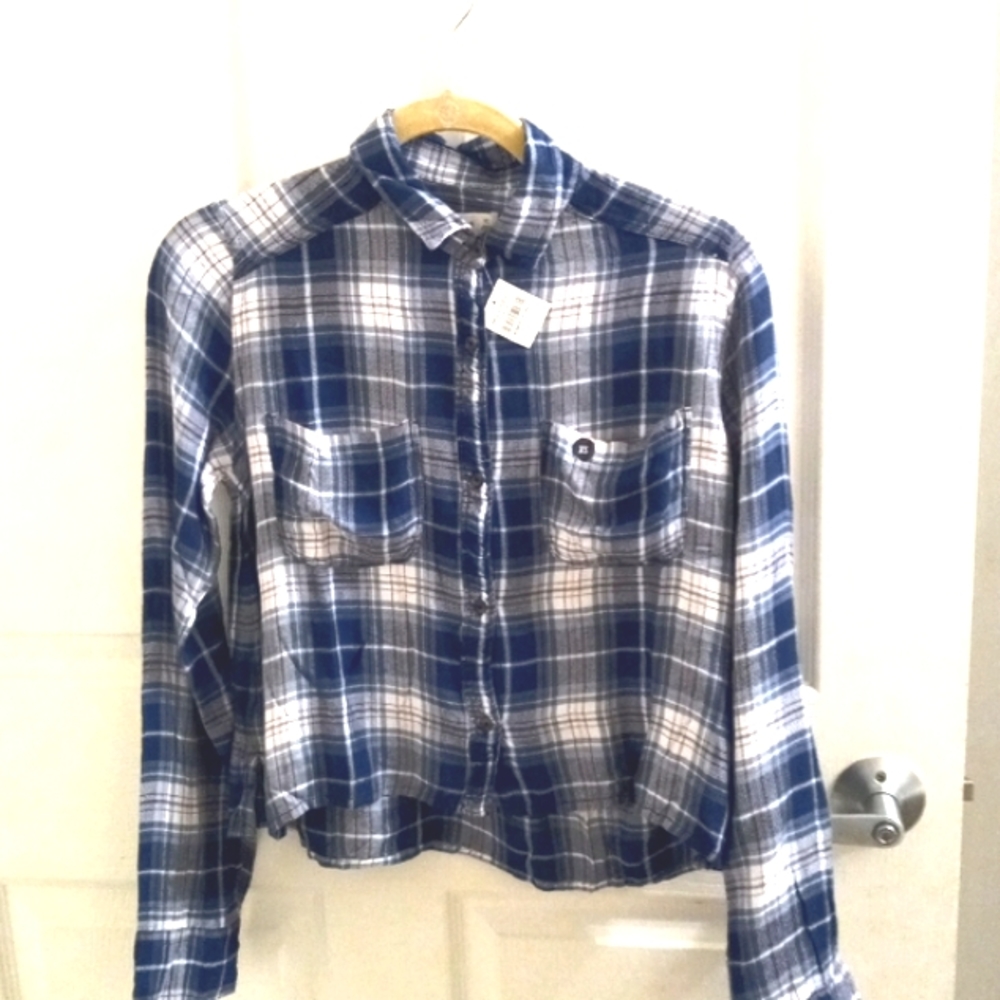 NWT Abercombie Fitch Ladies NWT Plaid Long Sleeves  Top Blouse Shirt But…